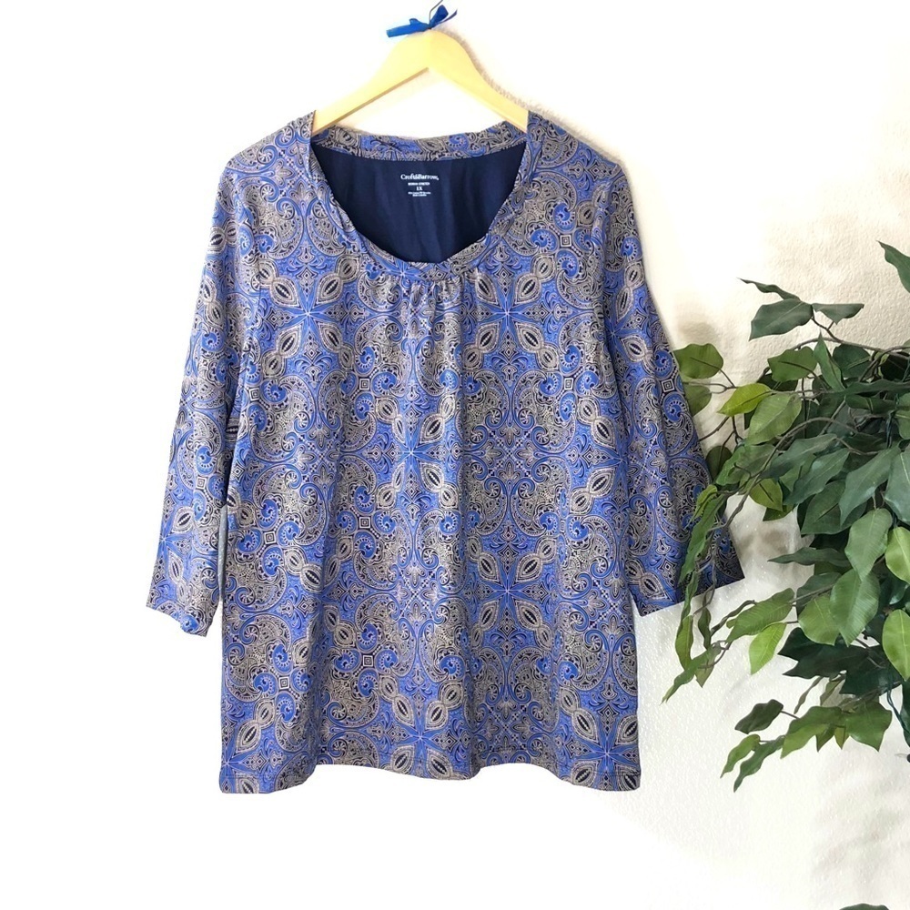 PLUS Croft and Borrow Paisley 3/4 Sleeve Top
